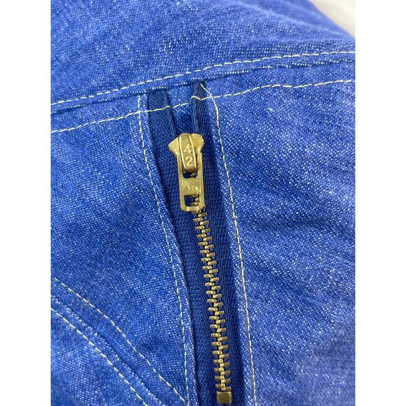 Vintage 1970s Paperboy Hat Blue Denim Pocket Zipper UNION MADE Newsboy - Picture 8 of 12